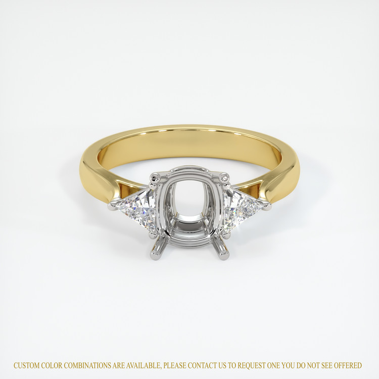 14K White & Yellow Three Stone Ring Setting