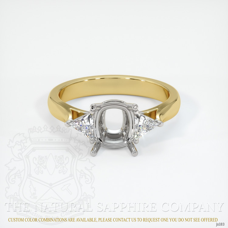 14K White & Yellow Three Stone Ring Setting