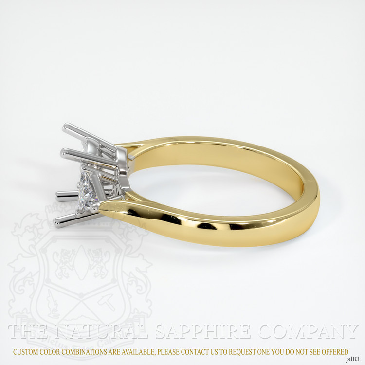14K White & Yellow Three Stone Ring Setting
