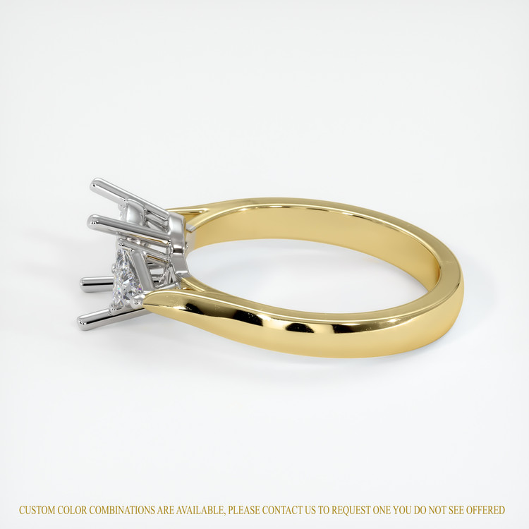 14K White & Yellow Three Stone Ring Setting