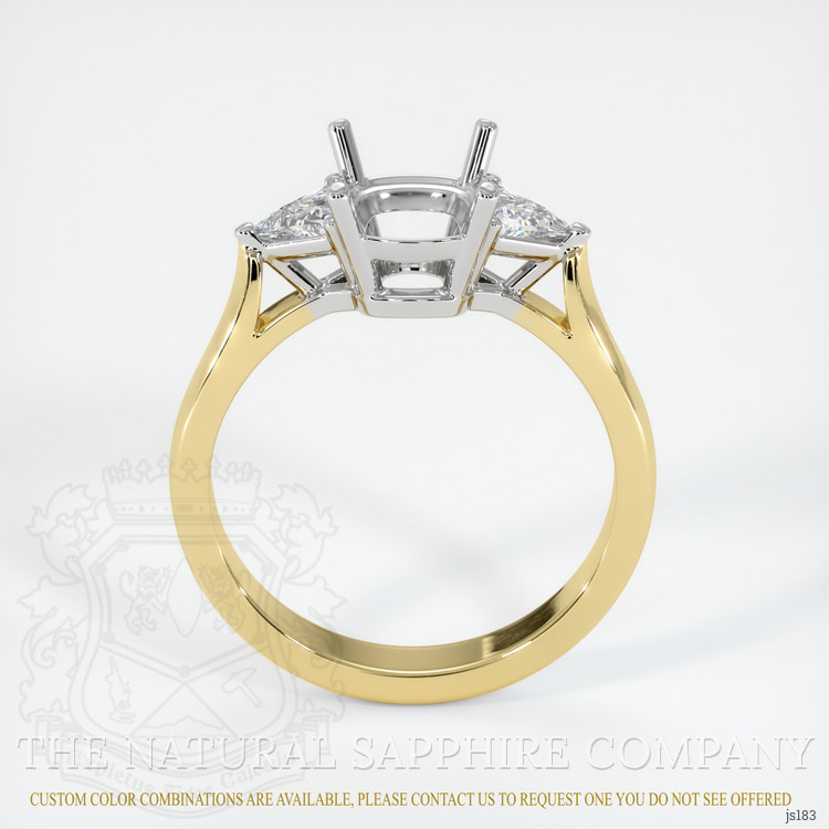 14K White & Yellow Three Stone Ring Setting