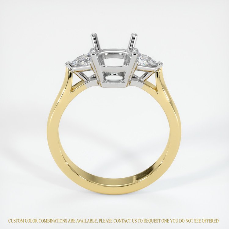 14K White & Yellow Three Stone Ring Setting