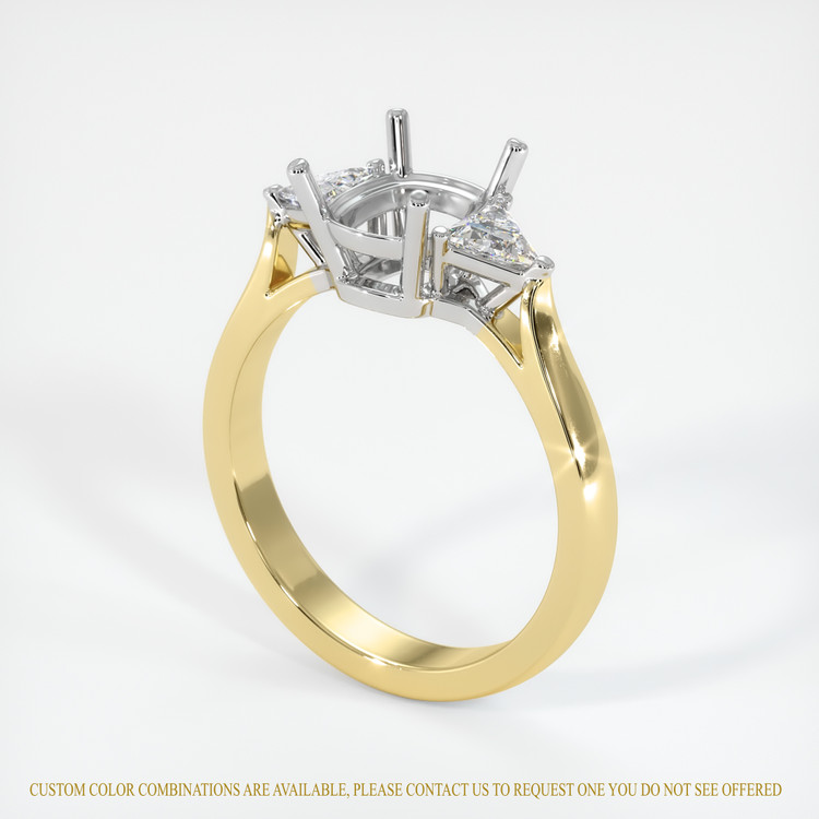 18K White & Yellow Three Stone Ring Setting