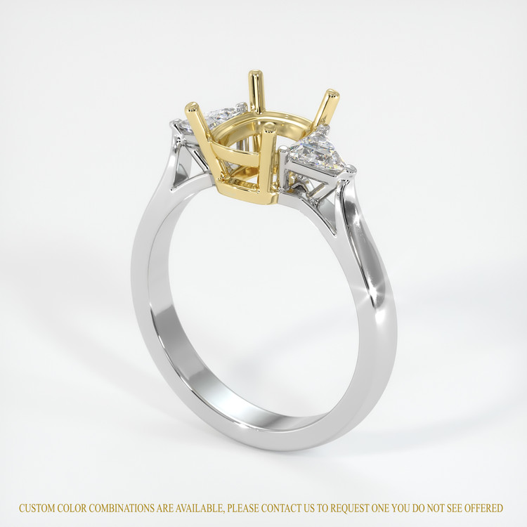 14K Yellow & White Three Stone Ring Setting