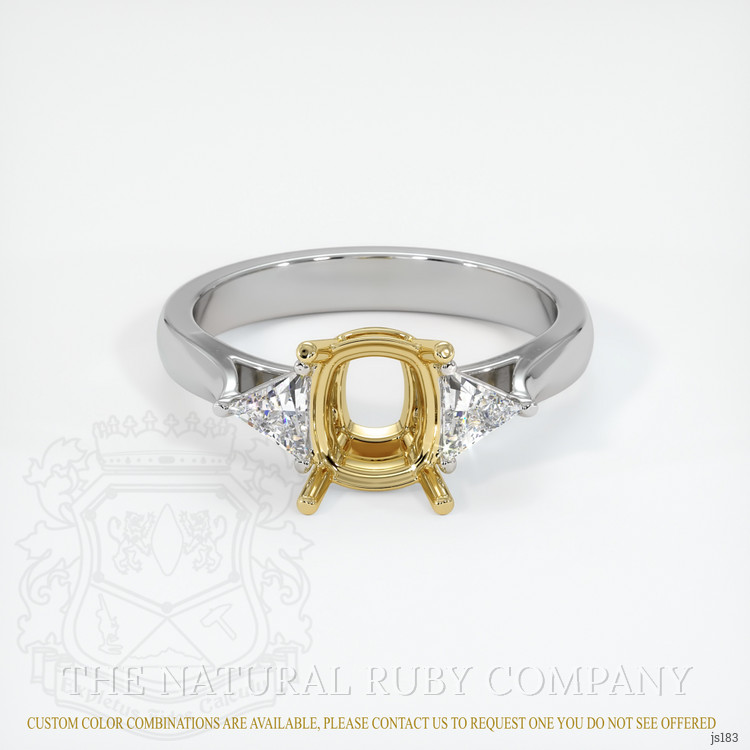 14K Yellow & White Three Stone Ring Setting