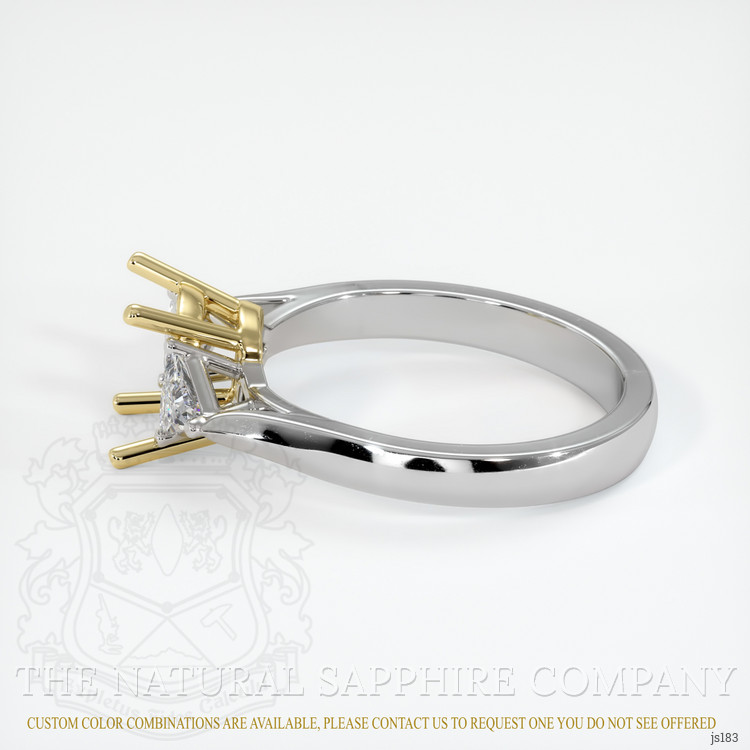 14K Yellow & White Three Stone Ring Setting