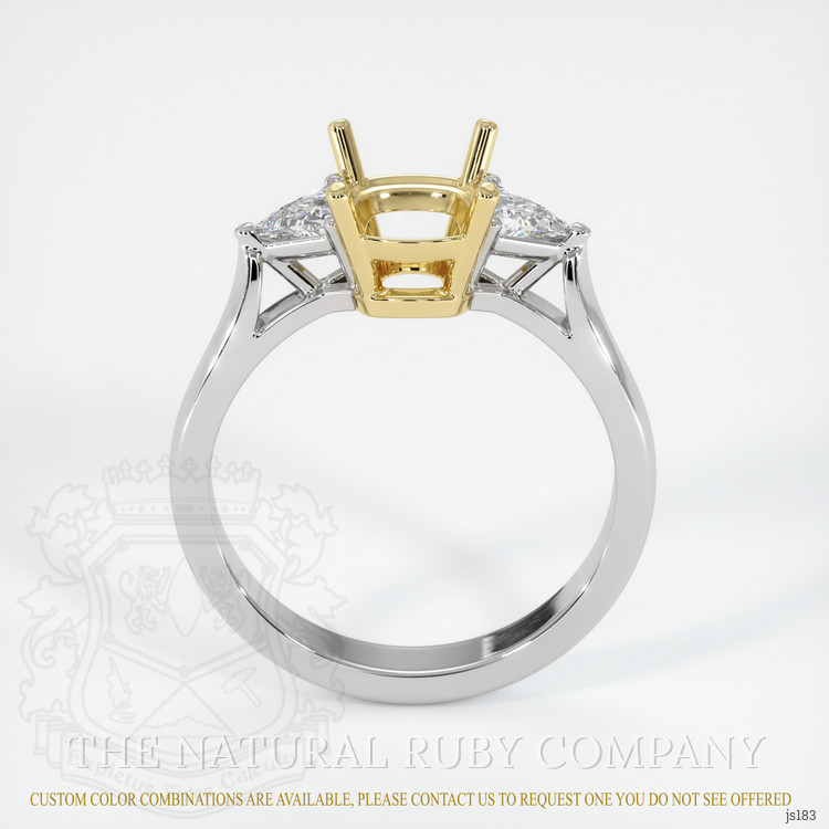 14K Yellow & White Three Stone Ring Setting