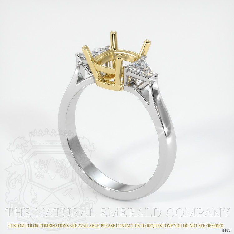 18K Yellow & White Three Stone Ring Setting