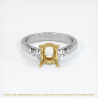 18K Yellow & White Three Stone Ring Setting Image