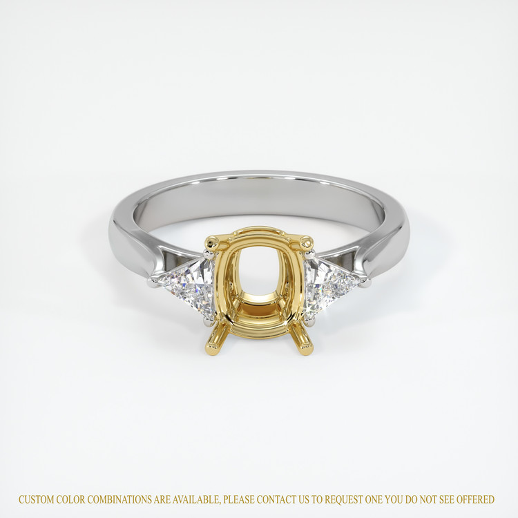 18K Yellow & White Three Stone Ring Setting