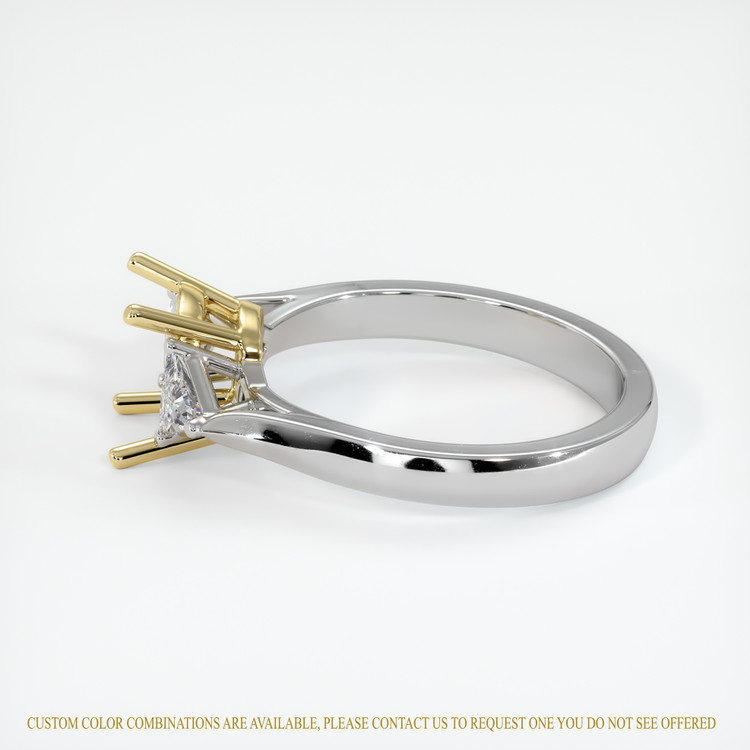 18K Yellow & White Three Stone Ring Setting