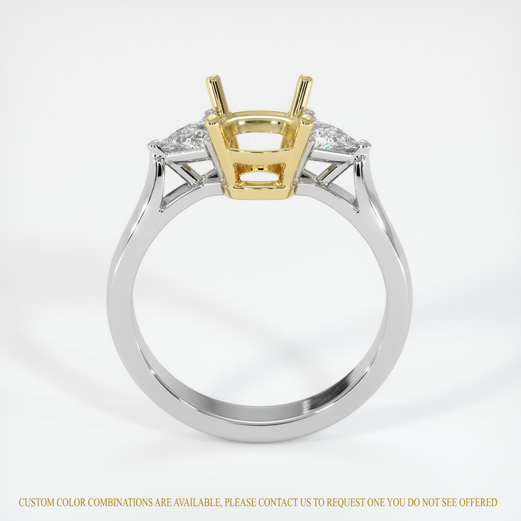 18K Yellow & White Three Stone Ring Setting