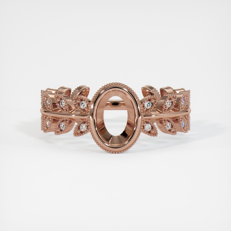 14K Rose Gold Pave Ring Setting