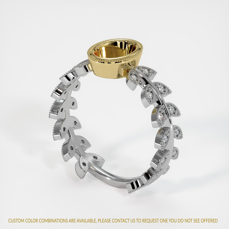 14K Yellow & White Pave Ring Setting