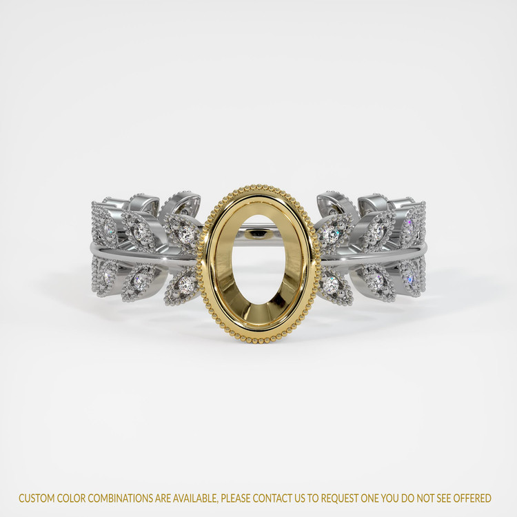 14K Yellow & White Pave Ring Setting