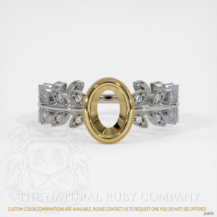 14K Yellow & White Pave Ring Setting