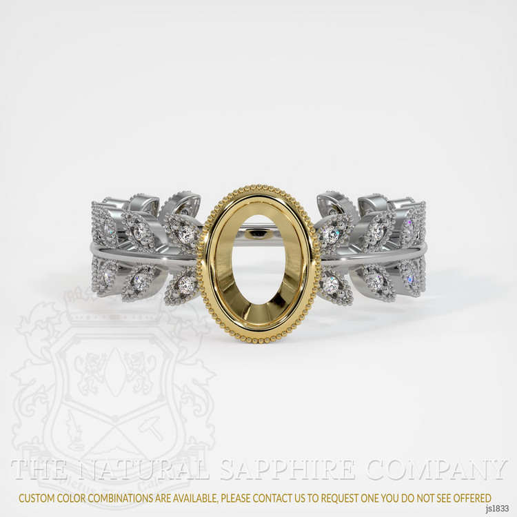 14K Yellow & White Pave Ring Setting