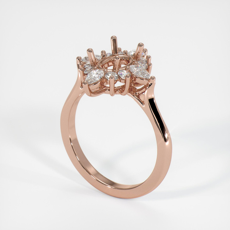 14K Rose Gold Halo Ring Setting