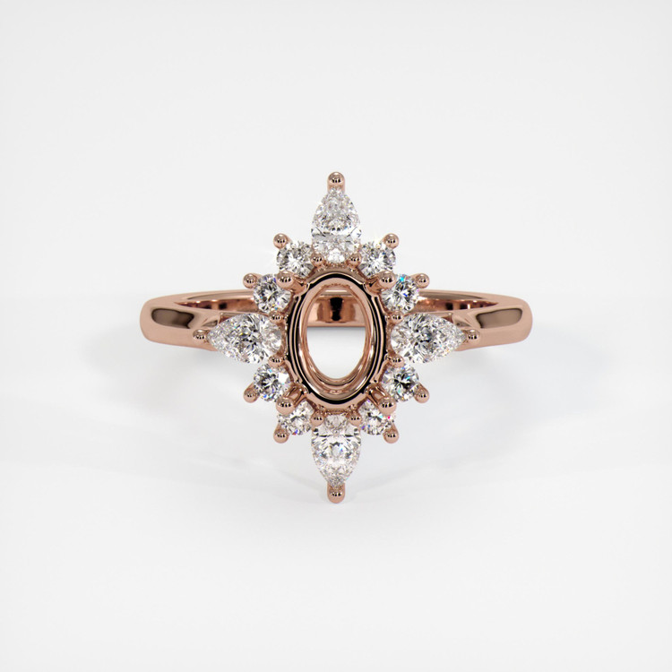 14K Rose Gold Halo Ring Setting