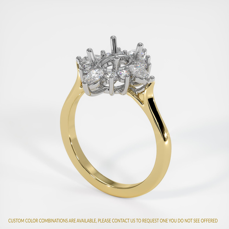 14K White & Yellow Halo Ring Setting