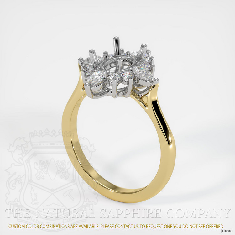 14K White & Yellow Halo Ring Setting