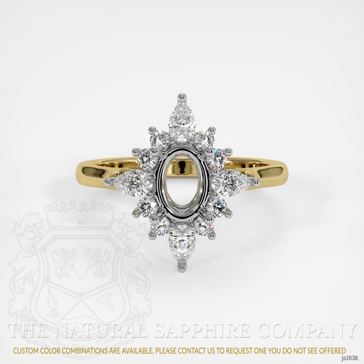 14K White & Yellow Halo Ring Setting