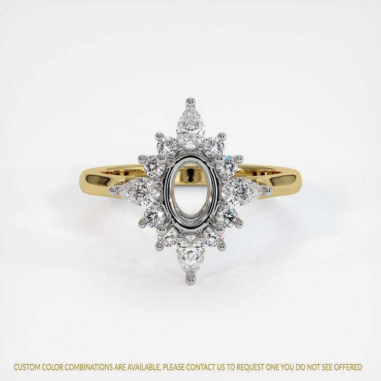 14K White & Yellow Halo Ring Setting