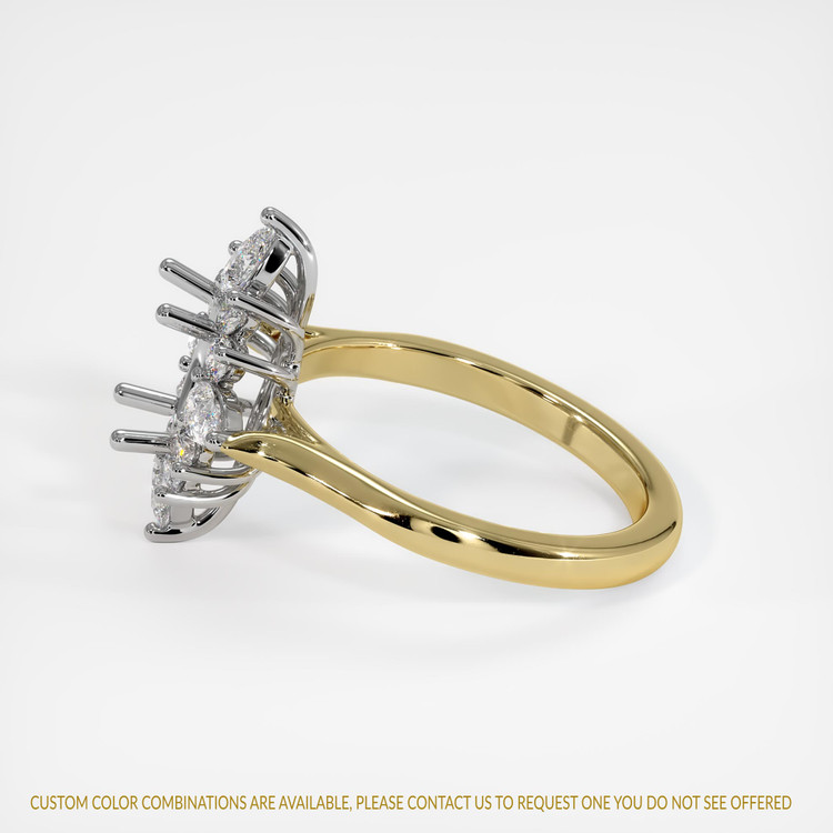 14K White & Yellow Halo Ring Setting