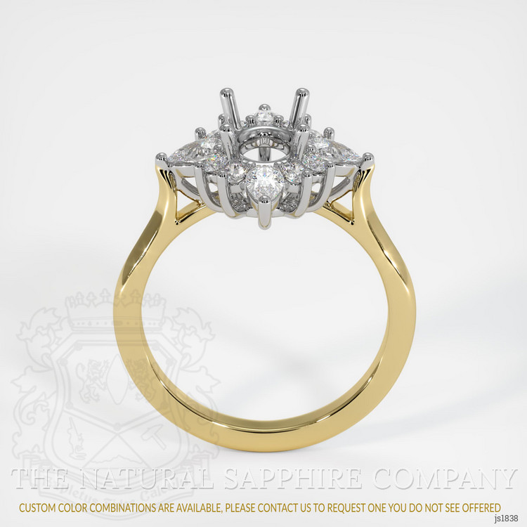 14K White & Yellow Halo Ring Setting