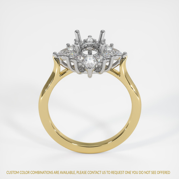 14K White & Yellow Halo Ring Setting