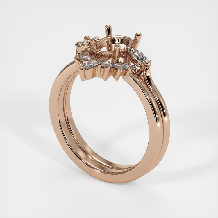 14K Rose Gold Three Stone Ring Setting