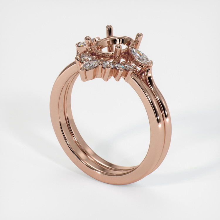 14K Rose Gold Three Stone Ring Setting