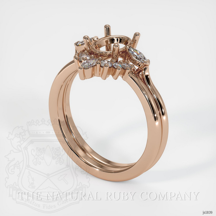 14K Rose Gold Three Stone Ring Setting