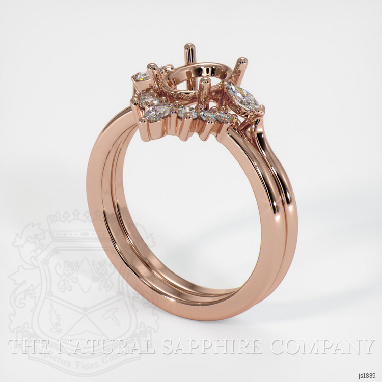 14K Rose Gold Three Stone Ring Setting