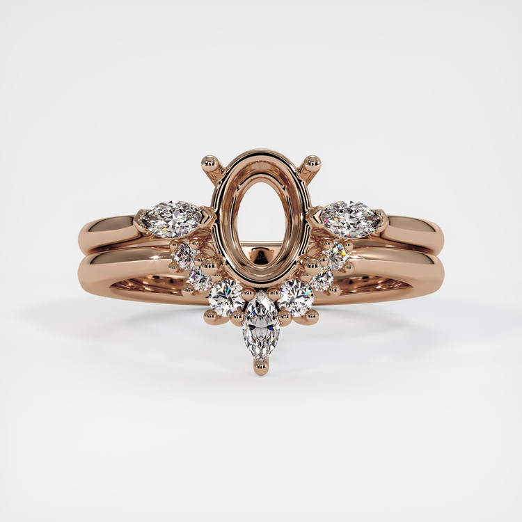 14K Rose Gold Three Stone Ring Setting