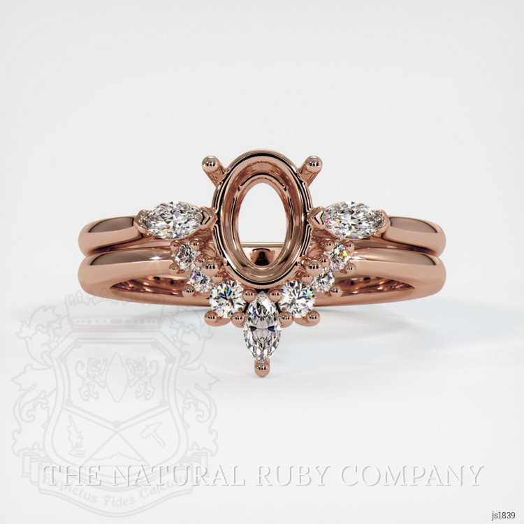14K Rose Gold Three Stone Ring Setting