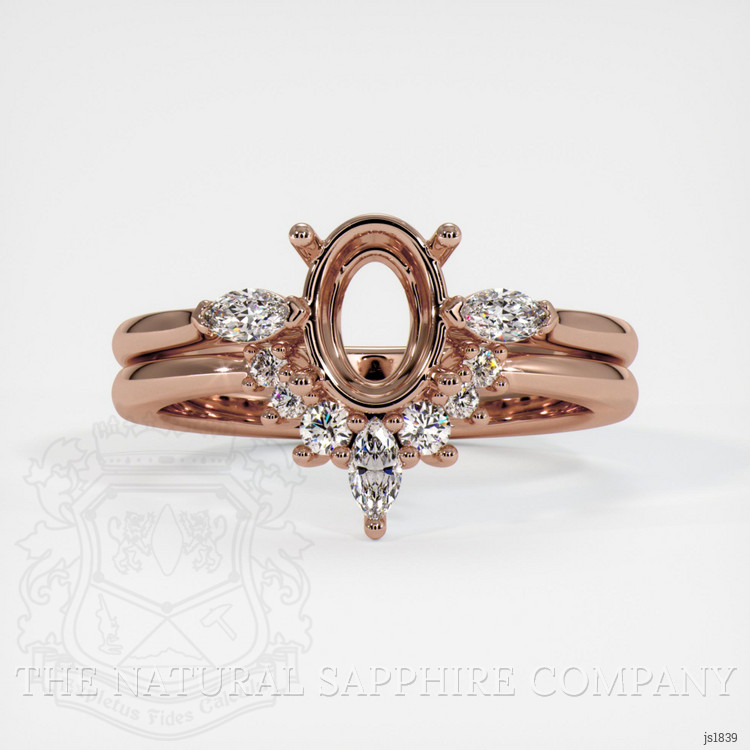 14K Rose Gold Three Stone Ring Setting