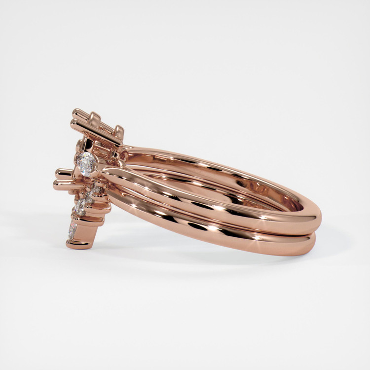 14K Rose Gold Three Stone Ring Setting