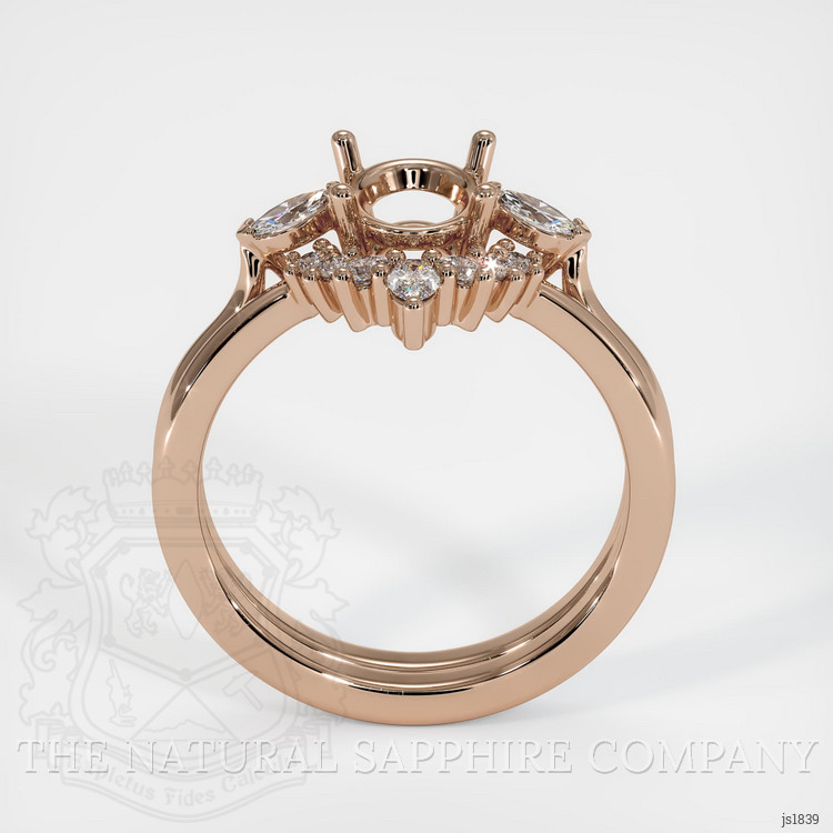 14K Rose Gold Three Stone Ring Setting