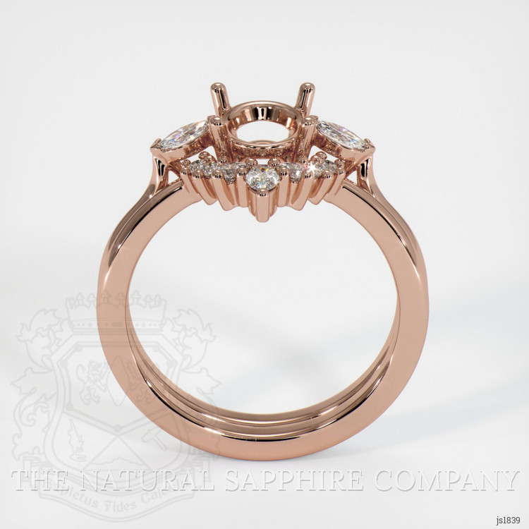14K Rose Gold Three Stone Ring Setting