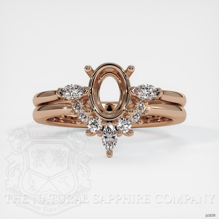 18K Rose Gold Three Stone Ring Setting