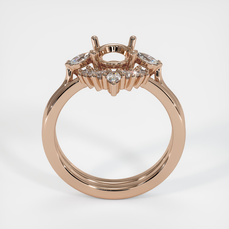 18K Rose Gold Three Stone Ring Setting