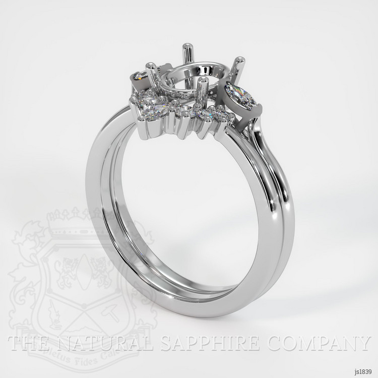 14K White Gold Three Stone Ring Setting