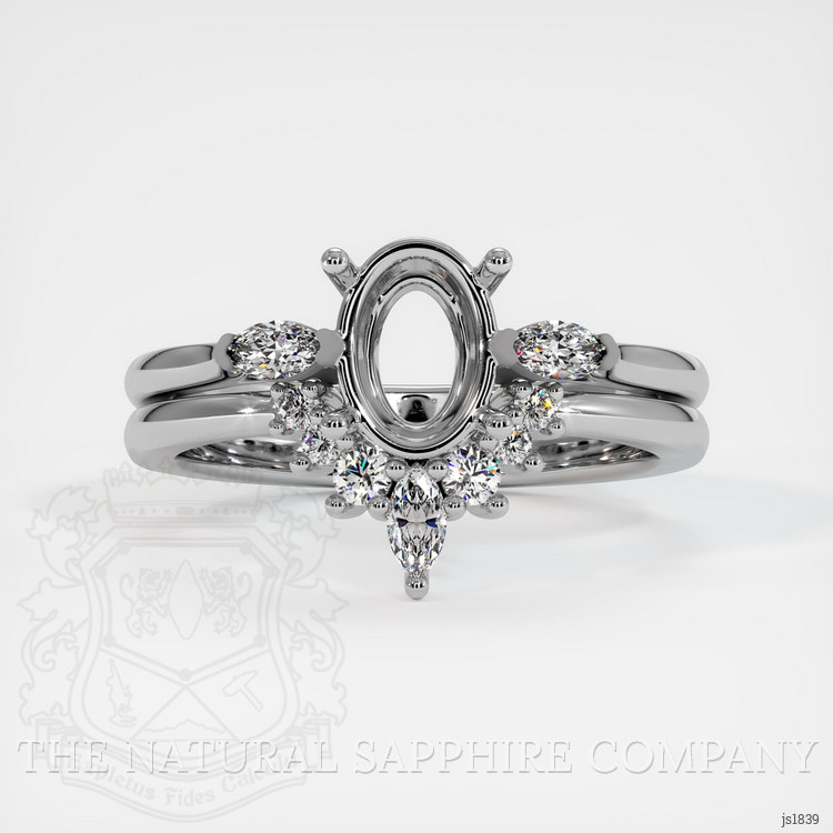 14K White Gold Three Stone Ring Setting