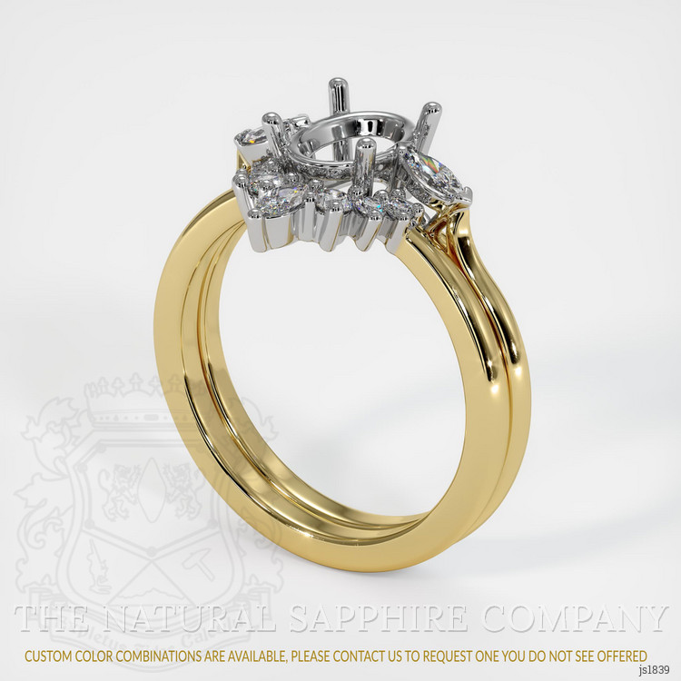 14K White & Yellow Three Stone Ring Setting