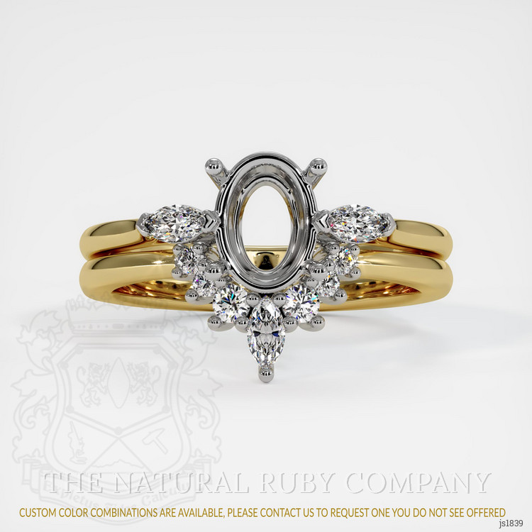14K White & Yellow Three Stone Ring Setting