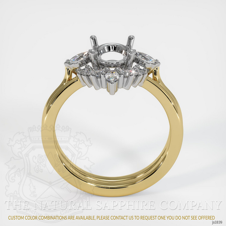 14K White & Yellow Three Stone Ring Setting