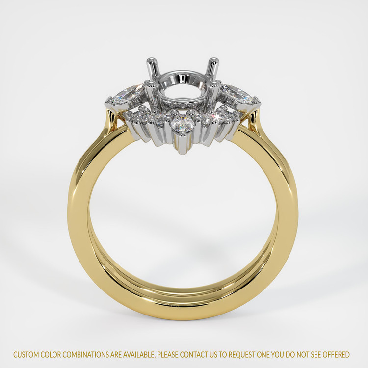 14K White & Yellow Three Stone Ring Setting