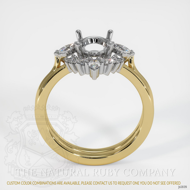 14K White & Yellow Three Stone Ring Setting