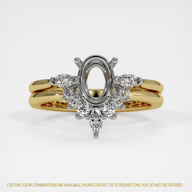 18K White & Yellow Three Stone Ring Setting